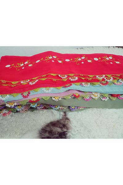 hoaryage Handmade Embroidery Embroidered Needle Embroidered Prayer Cover Dowry Holder Mevlit Hijab Crepe Fabric 145X75 cm