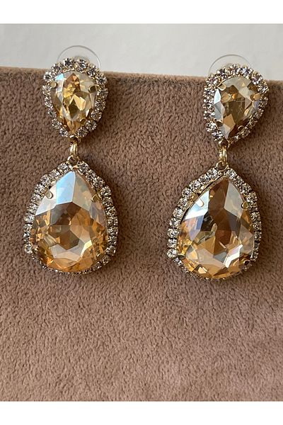 Rupen Kraft Shiny zircon stone big size design evening earrings