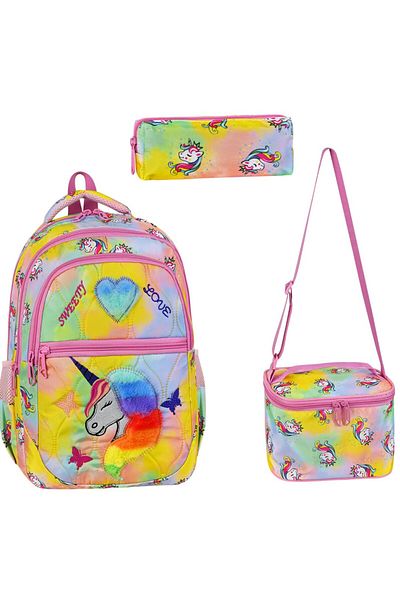 ms mixxstore Set de 3 ghiozdane cu model cu suport pentru spate