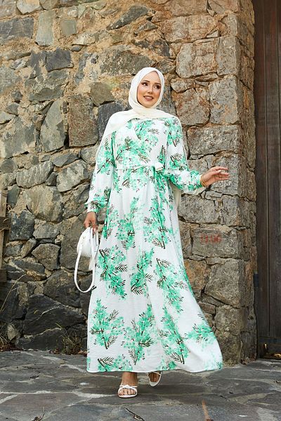 EBRUTESETTÜR Side Tie Floral Pattern Modal Dress