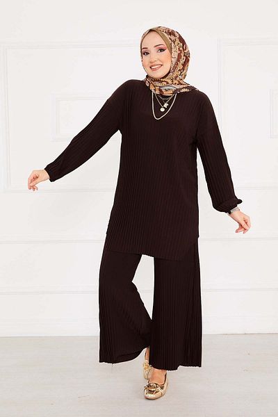 EBRUTESETTÜR Pleated Comfortable Fit Hijab Double Set