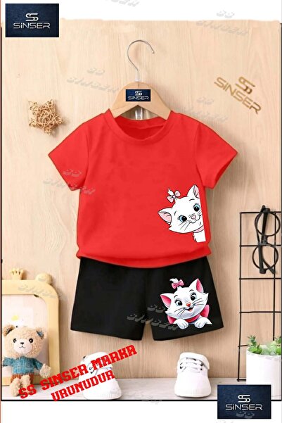 SS SİNSER تي شيرت للأطفال للجنسين "KEDI YANDAN KAFA KURDELE" مطبوع حسب الطلب ...