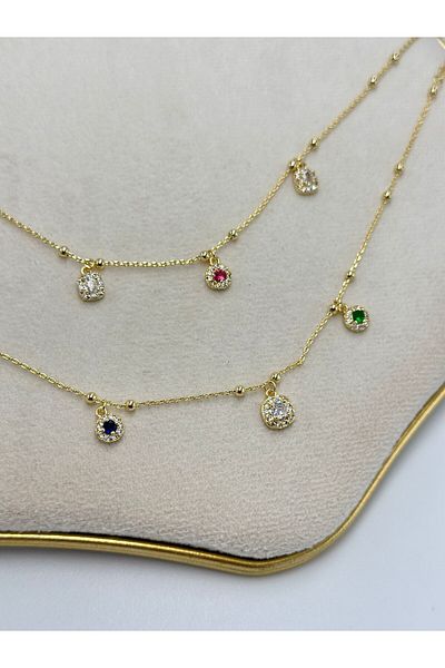 MyladyAccessoriess Baguette Stone Detail Steel Anklet Green
