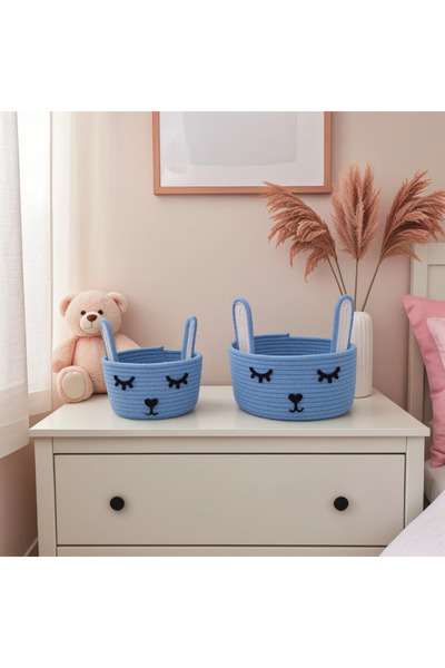 Liya Bella Double Knitted Basket Set with Rabbit Figure - Toy Basket - Baby R...