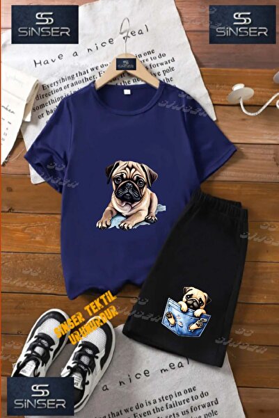 SS SİNSER Παιδικό UNISEX T-shirt με ειδική στάμπα "DOG PUG LAYING" με λαιμόκο...