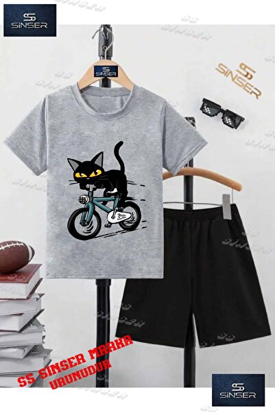 SS SİNSER Tricou cu gât rotund cu imprimeu special „CAT BLACK BIKE SUREN” pen...