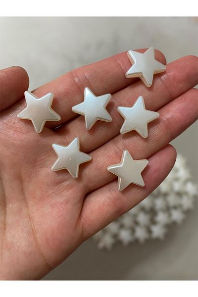 312 KONSEPT 30 Pieces Large Size White Pearl Looking Star Plastic Acrylic Beads