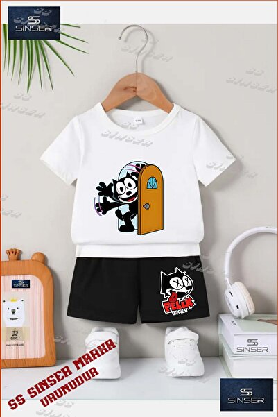 SS SİNSER Tricou cu gât rotund cu imprimeu special „FELIX CAT BEHIND THE DOOR...