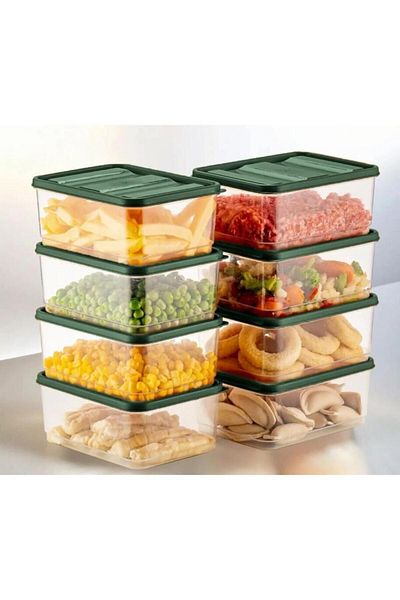 Stile Cucina 8-Piece Refrigerator Organizer Organizer Freezer Storage Container Suitable for Microwave