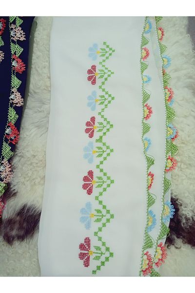 hoaryage Handmade Embroidery Embroidered Needle Embroidered Prayer Cover Dowry Holder Mevlit Hijab Crepe Fabric 145X75 cm