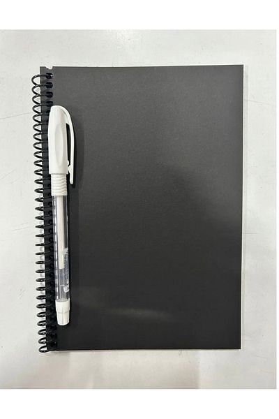 SATTIMCOM Black Notebook White Gel Pen Set