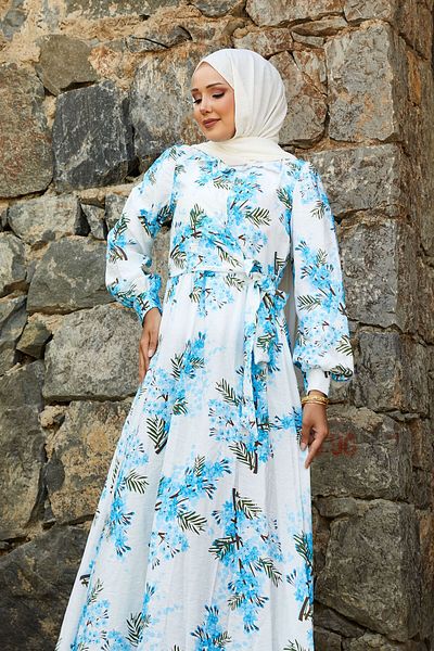 EBRUTESETTÜR Side Tie Floral Pattern Modal Dress