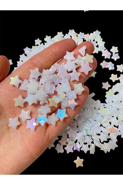 312 KONSEPT 100 Pieces of Janjanlı White Acrylic Star Beads 10 mm
