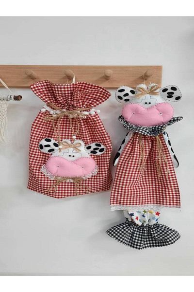 byNihalce بواسطة Nihalce Red Cow Bag وحقيبة الخبز
