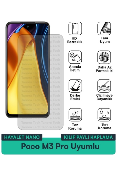 Milat Tech غطاء حماية نانو لهاتف Poco M3 Pro متوافق مع فيلم حماية الشاشة مقاو...