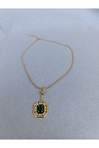 Ahsen مجوهرات ذهبية سيريناي الزمرد الأخضر الحجر دوريكا قلادة