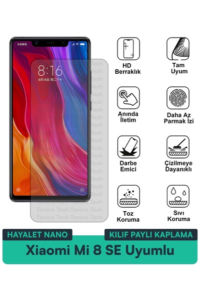 Milat Tech غطاء حماية شاشة متوافق مع هاتف Xiaomi Mi 8 SE Ghost Nano مقاوم للخ...