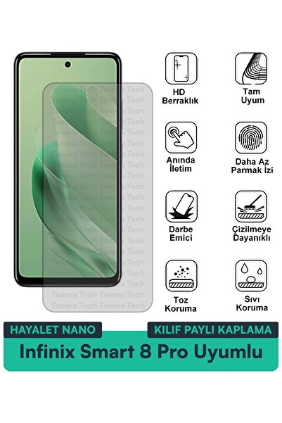 Milat Tech حافظة Infinix Smart 8 Pro Hayalet Nano متوافقة مع طبقة حماية الشاش...