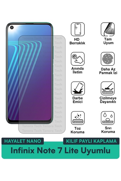 Milat Tech غطاء حماية شاشة متوافق مع هاتف Infinix Note 7 Lite Ghost Nano مقاو...