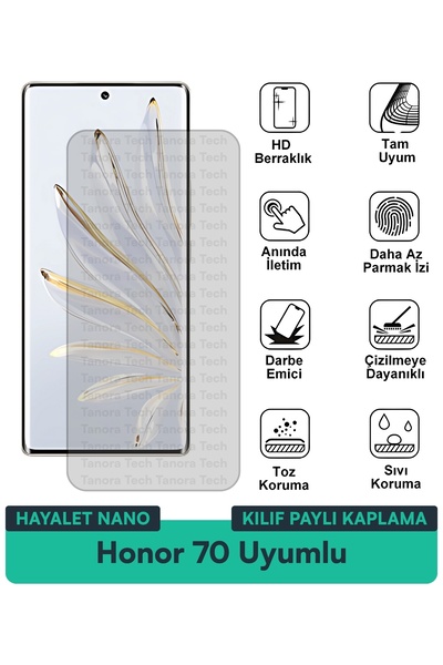 Milat Tech حافظة Honor 70 Ghost Nano متوافقة مع طبقة حماية الشاشة المقاومة لل...