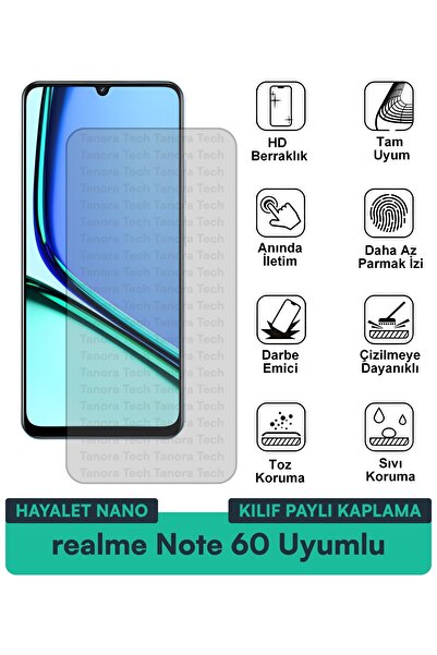 Milat Tech فيلم حماية للشاشة متوافق مع حافظة Realme Note 60 Hayalet Nano مقاو...