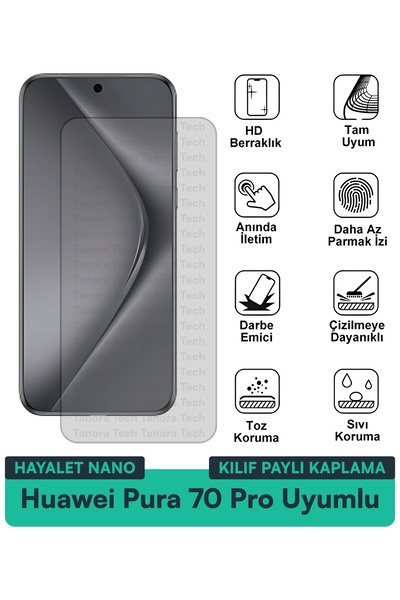 Milat Tech غطاء حماية نانو لهاتف هواوي بورا 70 برو مع فيلم حماية للشاشة مقاوم...