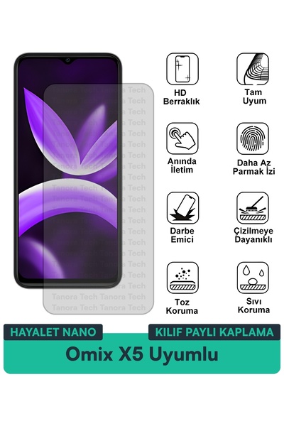 Milat Tech غطاء حماية شاشة متوافق مع Omix X5 Ghost Nano مقاوم للخدوش والصدمات