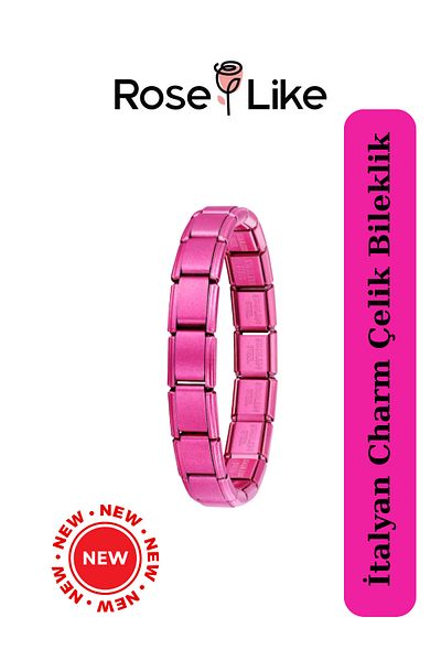 RoseLike Italian Charm Bracelet - Fuchsia - Without Text