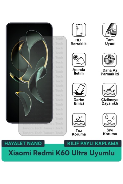 Milat Tech حافظة Xiaomi Redmi K60 Ultra Hayalet Nano متوافقة مع طبقة حماية ال...