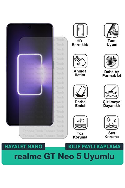 Milat Tech حافظة Realme GT Neo 5 Hayalet Nano متوافقة مع طبقة حماية الشاشة تح...