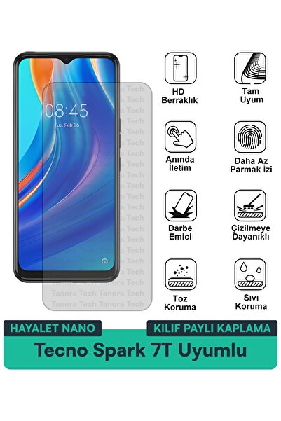 Milat Tech غطاء حماية شاشة متوافق مع هاتف Tecno Spark 7T Hayalet Nano مقاوم ل...
