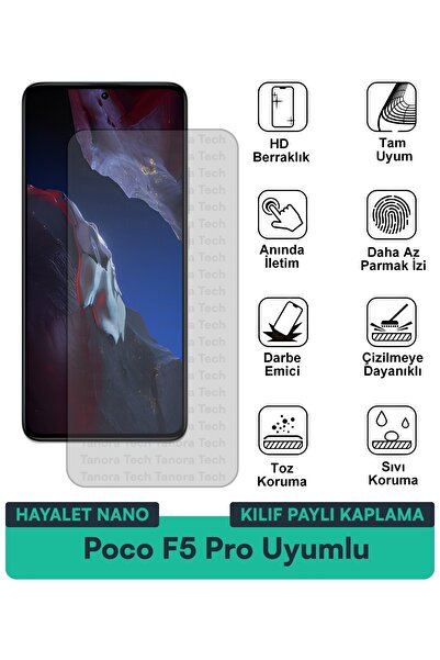 Milat Tech غطاء حماية نانو لهاتف Poco F5 Pro متوافق مع فيلم حماية الشاشة مقاو...