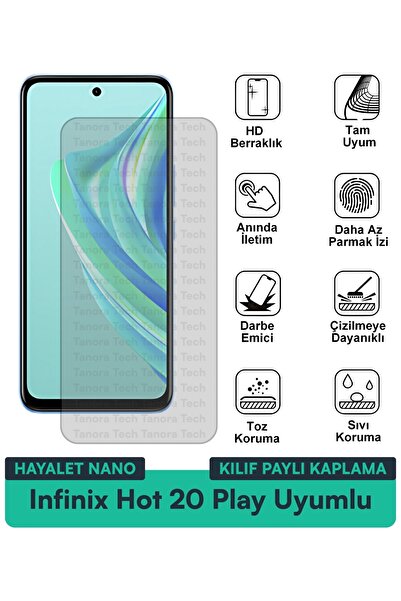Milat Tech حافظة Infinix Hot 20 Play Hayalet Nano متوافقة مع طبقة حماية الشاش...