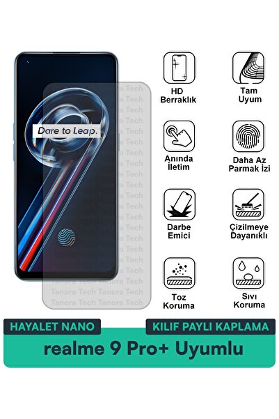 Milat Tech فيلم حماية للشاشة متوافق مع حافظة Realme 9 Pro+ Hayalet Nano مقاوم...