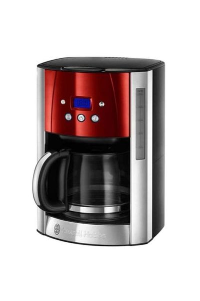 RUSSELL HOBBS Coffee Maker, 1.8 L, Blue LCD Display, Red