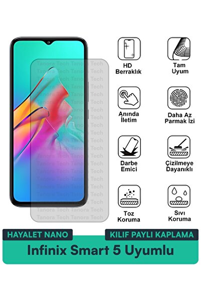 Milat Tech غطاء حماية شاشة متوافق مع هاتف Infinix Smart 5 Hayalet Nano مقاوم ...