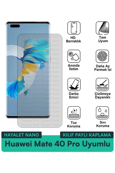 Milat Tech غطاء حماية نانو لهاتف هواوي ميت 40 برو متوافق مع فيلم حماية الشاشة...