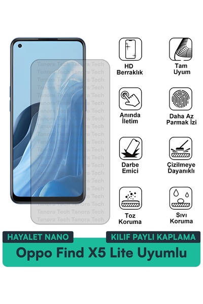 Milat Tech حافظة Oppo Find X5 Lite Hayalet Nano متوافقة مع طبقة حماية الشاشة ...