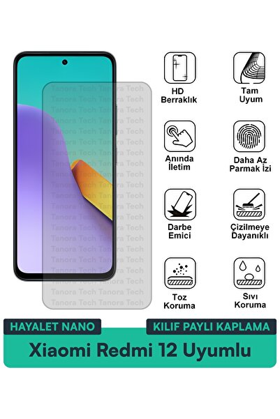 Milat Tech غطاء حماية شاشة متوافق مع هاتف Xiaomi Redmi 12 Ghost Nano مقاوم لل...