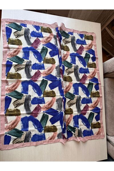 Modakaşmir Brush Pattern Bamboo Scarf (Cream, Coffee and Grey Tones)