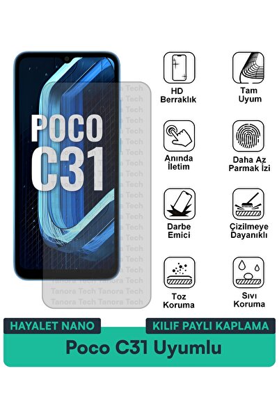 Milat Tech غطاء حماية نانو لهاتف Poco C31 متوافق مع طبقة حماية الشاشة مقاومة ...