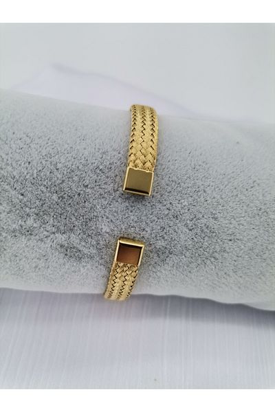 Hobimos Steel Gold Mesh Knitted Look Javier Handcuff Bracelet