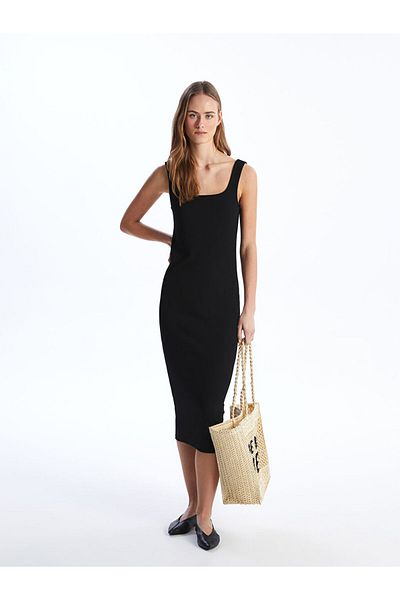 LC Waikiki Lcw Women's U-Neck Straight Dress Fast Fashion
