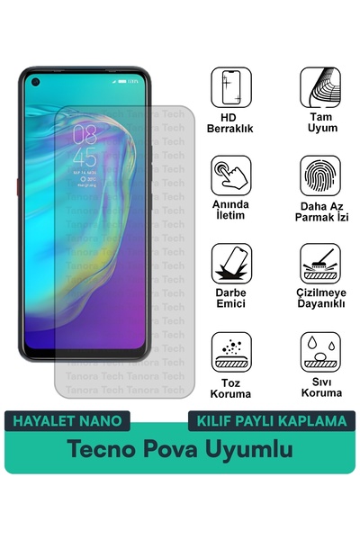 Milat Tech غطاء حماية شاشة متوافق مع هاتف Tecno Pova Ghost Nano مقاوم للخدوش ...