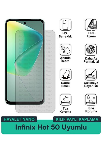 Milat Tech غطاء حماية نانو لهاتف Infinix Hot 50 متوافق مع فيلم حماية الشاشة م...