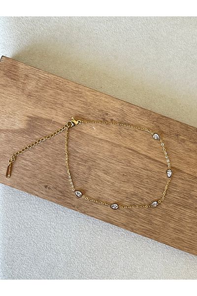 Rupen Kraft 316 L Surgical Steel Drop Zircon Stone Stainless Tarnish Free Steel Anklet