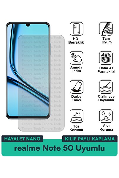 Milat Tech حافظة Realme Note 50 Hayalet Nano متوافقة مع طبقة حماية الشاشة تحم...