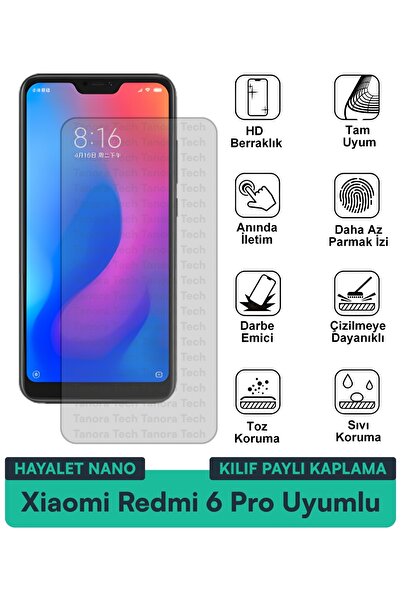 Milat Tech غطاء حماية شاشة متوافق مع هاتف Xiaomi Redmi 6 Pro Hayalet Nano مقا...