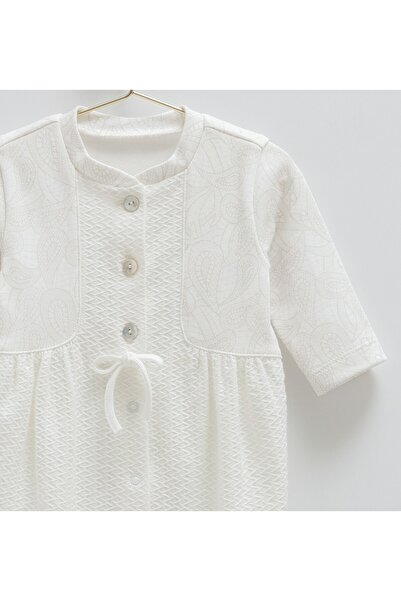 Caramell 100% Cotton Baby Girl Jumpsuit with Front Buttons and Booties – 0-6 Months