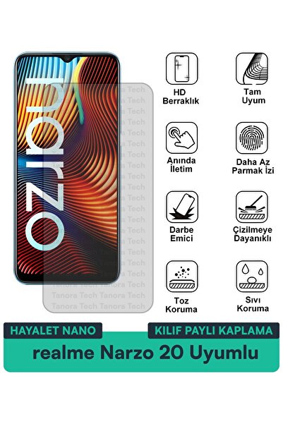 Milat Tech حافظة Realme Narzo 20 Hayalet Nano متوافقة مع طبقة حماية الشاشة مق...